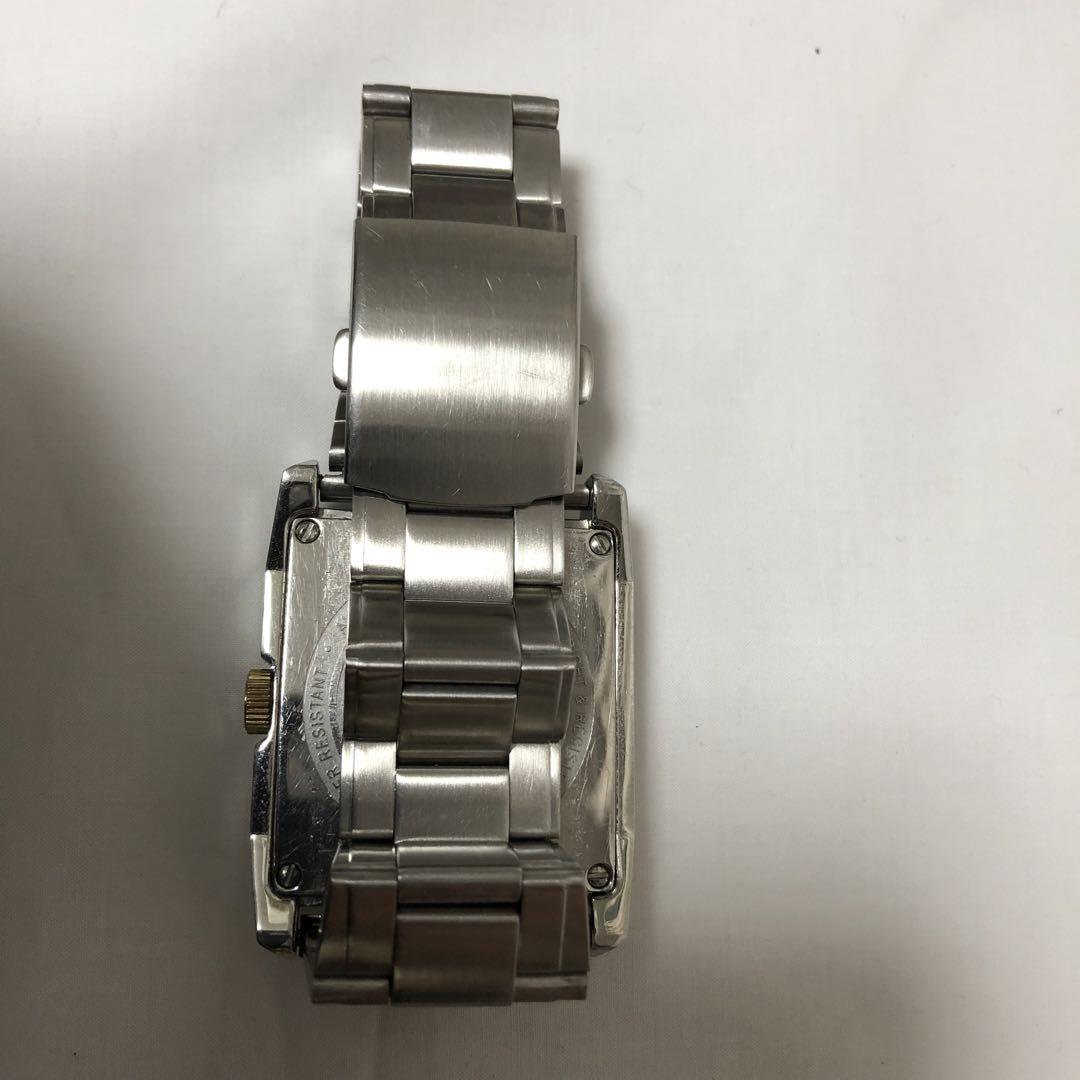 POLICE クロノグラフ 時計 黒金 スクエア