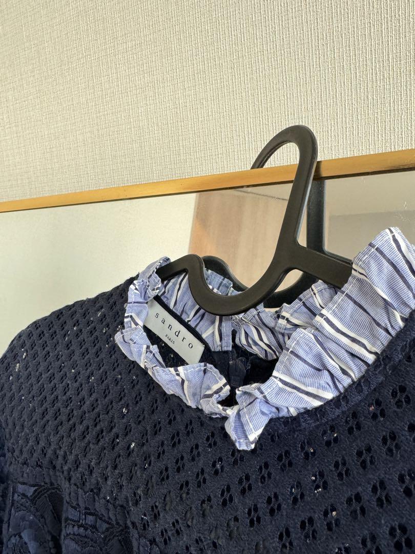 sandro ネイビー ワンピース