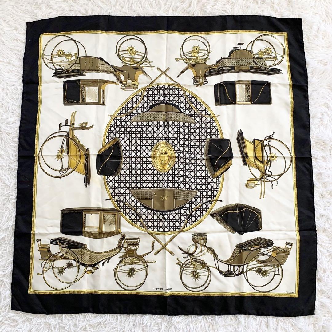 HERMES　エルメス　カレ90　LA PERRIERE　馬車　シルク100%