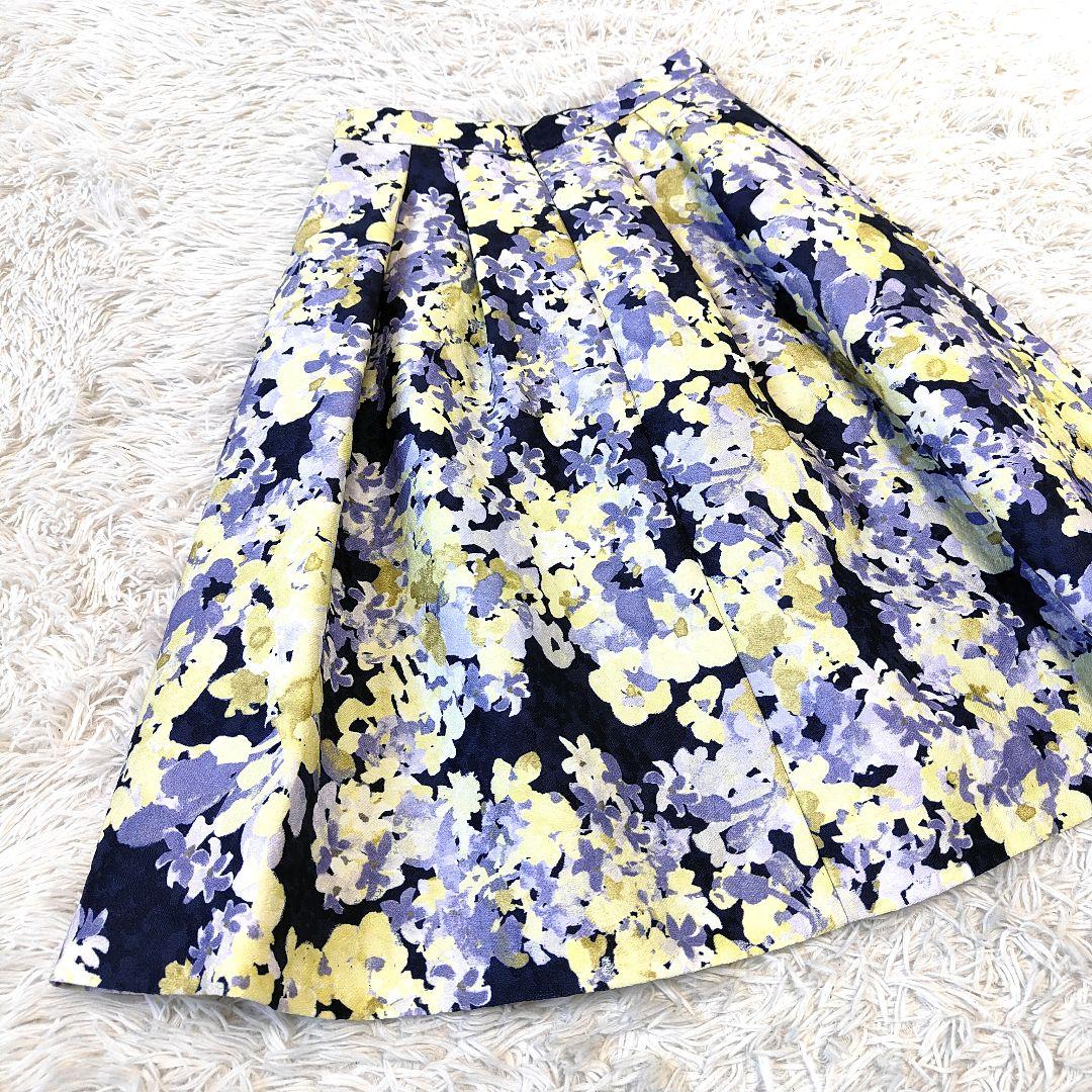JUSGLITTY❤︎ぼかしフラワータックフレアスカート 極美品 JUSGLITTY❤︎ぼかしフラワータックフレアスカート