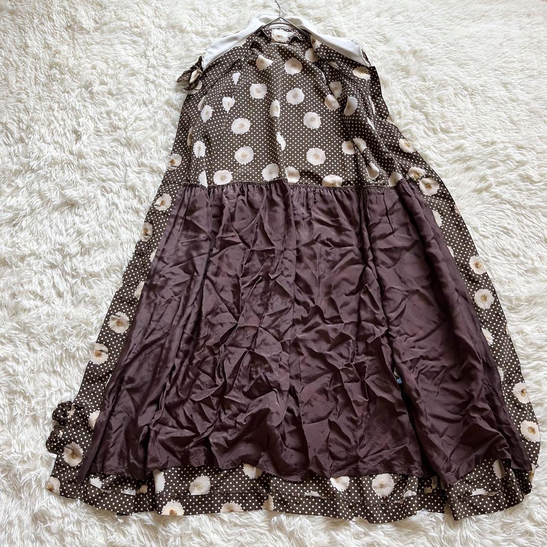 美品】ピンクハウス 花柄ロングワンピース 水玉 ピコフリル