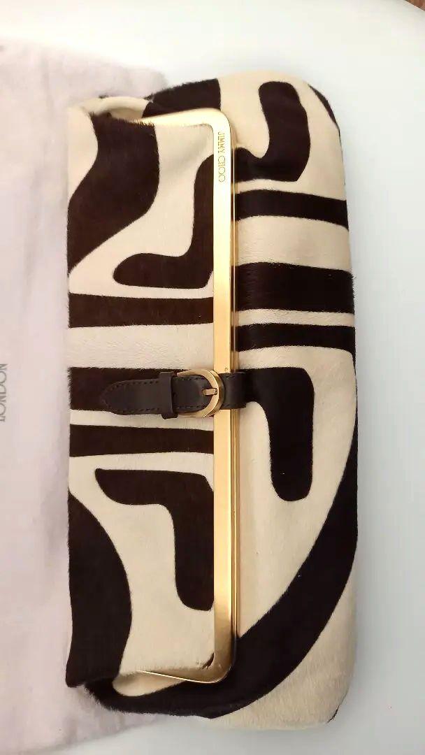 YOUさん愛用☆JIMMY CHOO☆ゼブラハラコクラッチバッグ☆モノトーン新同