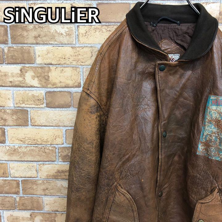 ♡SiNGULiER♡レザーフライトジャケット フランス製 リアルレザー 本革