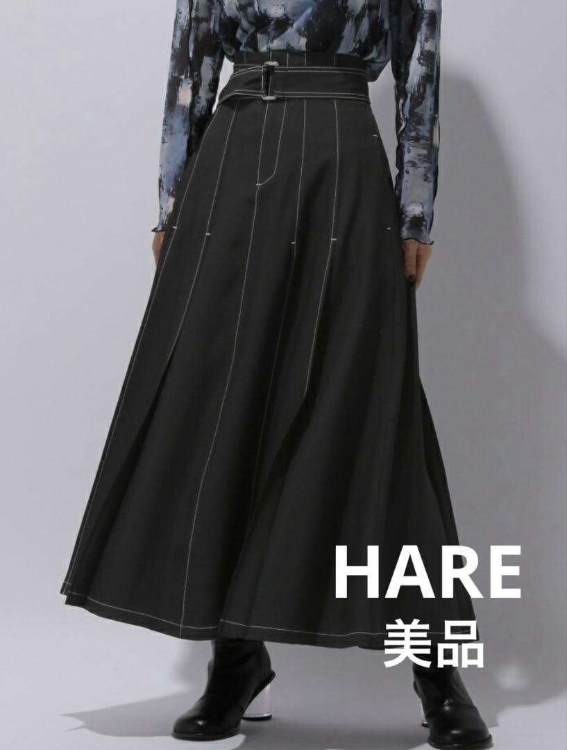 HARE (W)デザインベルトステッチスカート ブラック 6,072円
