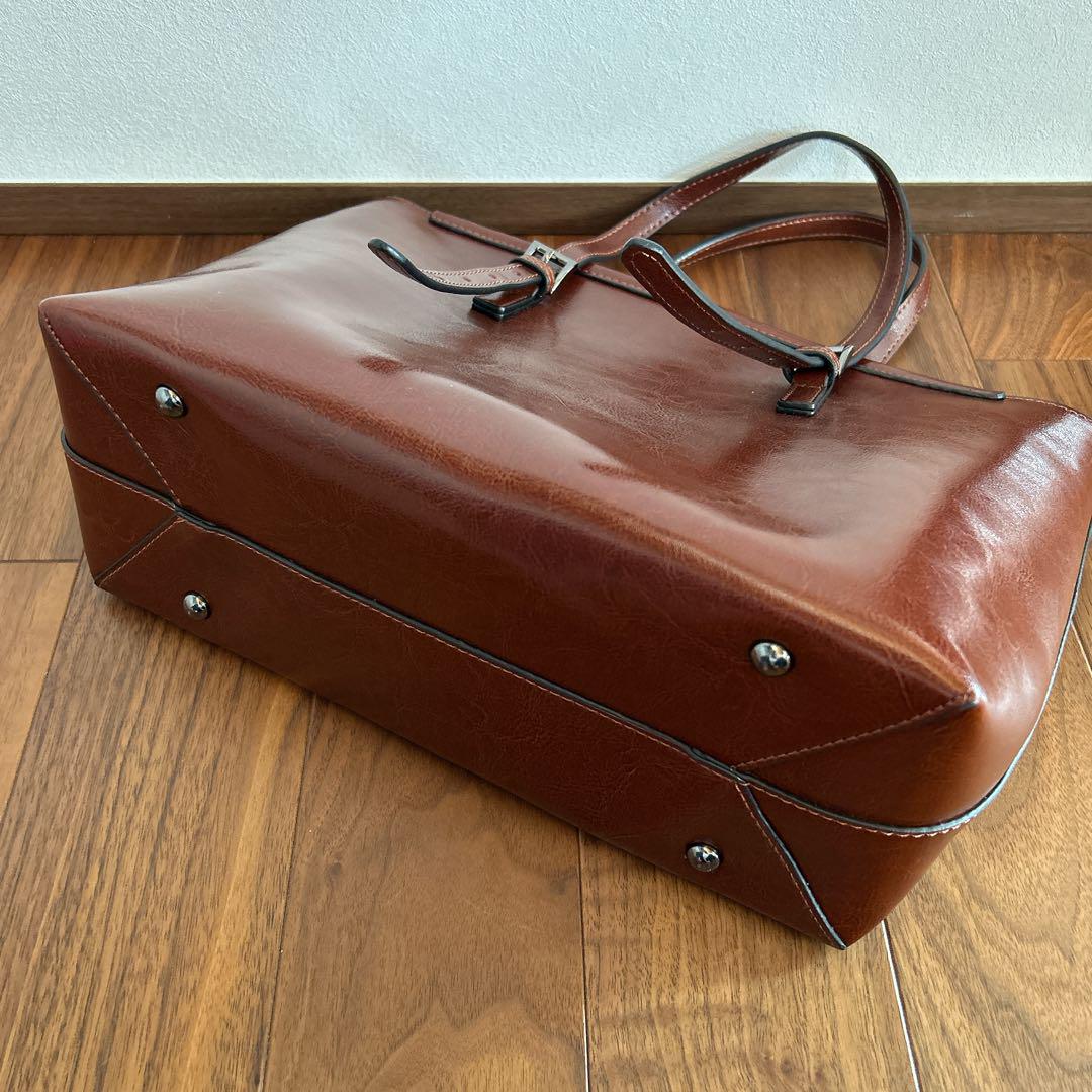ブラウン⭐️美品 BARCOS バルコス 本革 レザー トート バッグ