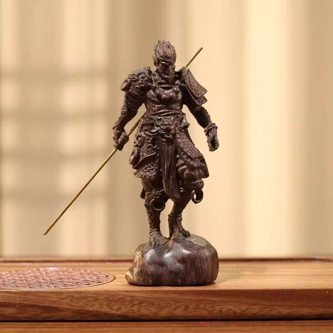 ブロンズ 武士の像 槍付き 手のひらサイズ 黒神話孫悟空 置物 贈り物 装飾用