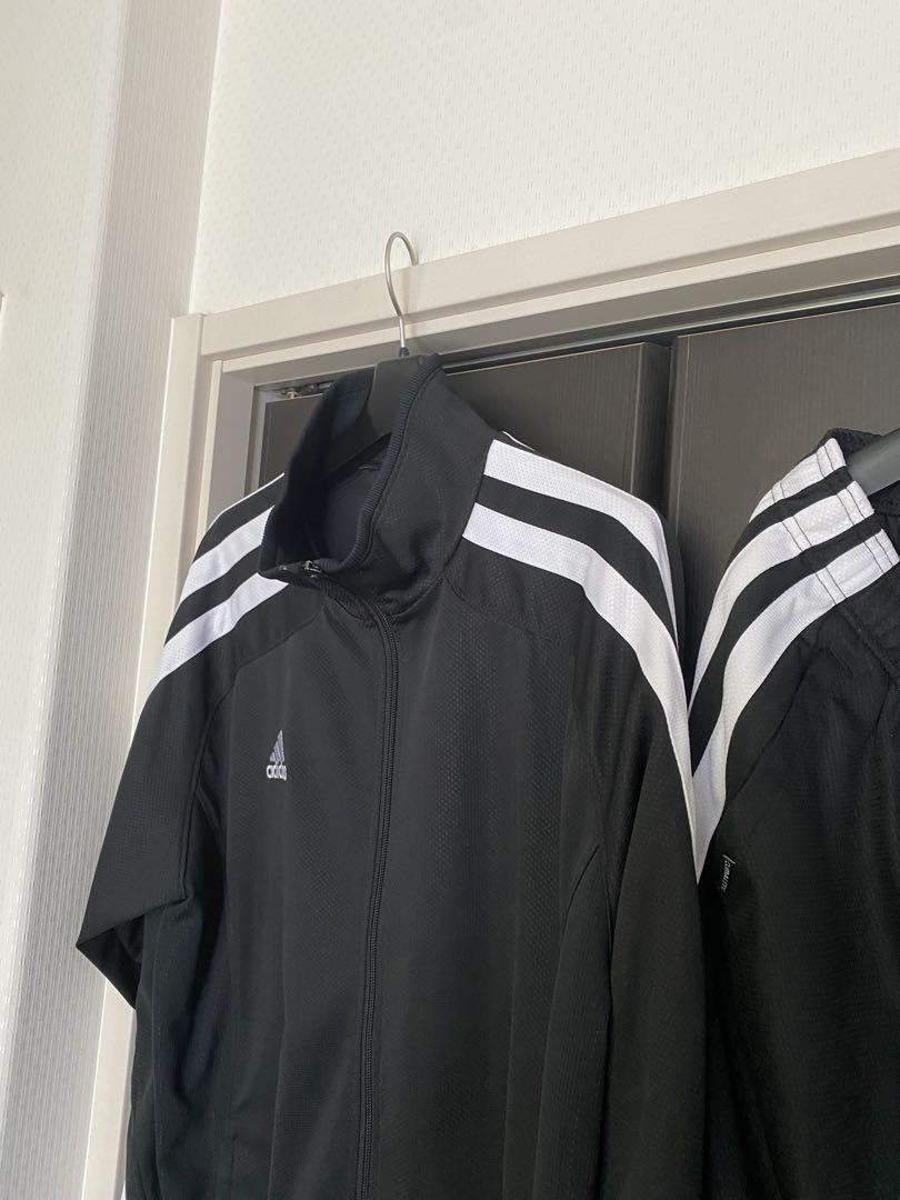 adidas ブラックジャージ太３本ライン上下セット