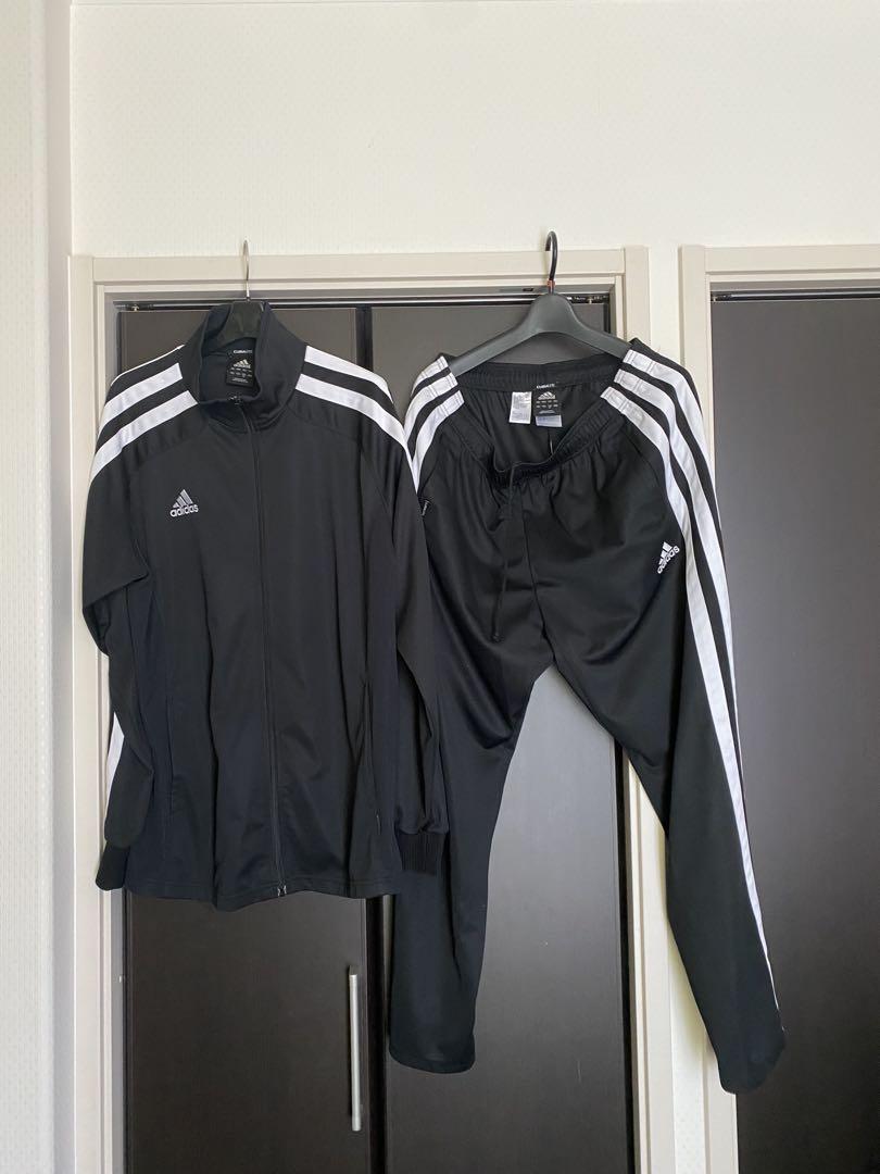 adidas ブラックジャージ太３本ライン上下セット
