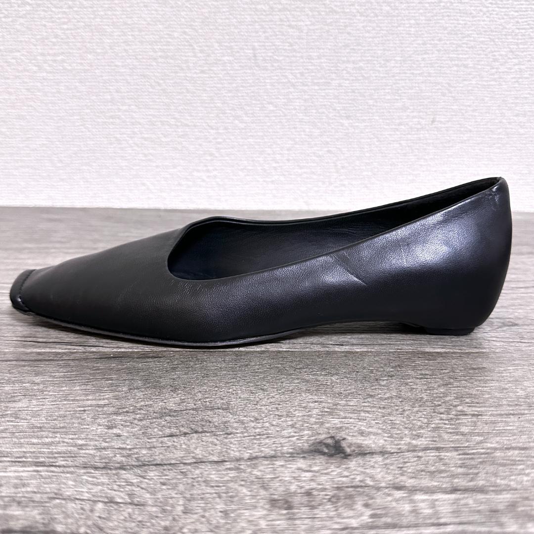 品質検査済 HENRI EN VARGO スクエアフラットパンプス アシメカット 23cm 靴