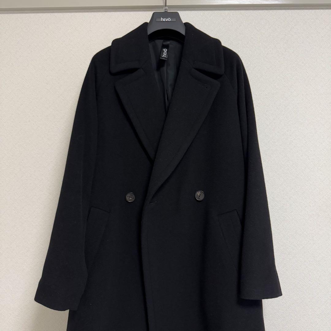 イーヴォ HEVO ダブルブレストコート ブラック BRINDISI 44