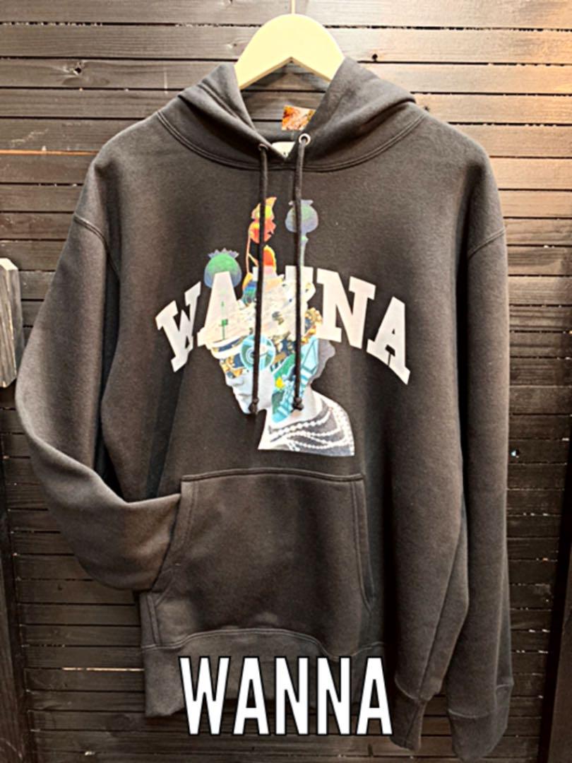 プルオーバー パーカー WANNA ブラック Lサイズ プルオーバー パーカー WANNA ブラック Lサイズ
