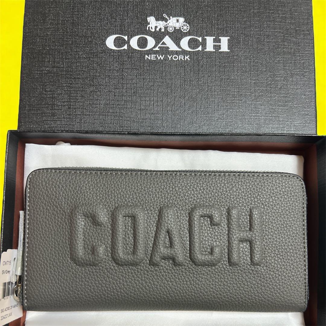 新品　coach コーチ　長財布　ウィメンズ　グレー　ロゴ