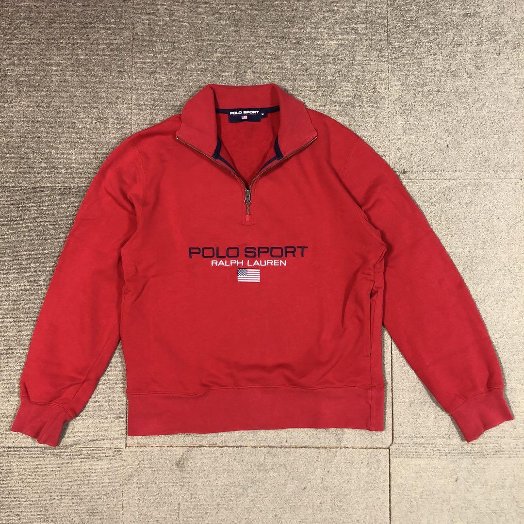 Polo Sport ハーフジップ スウェット レッド