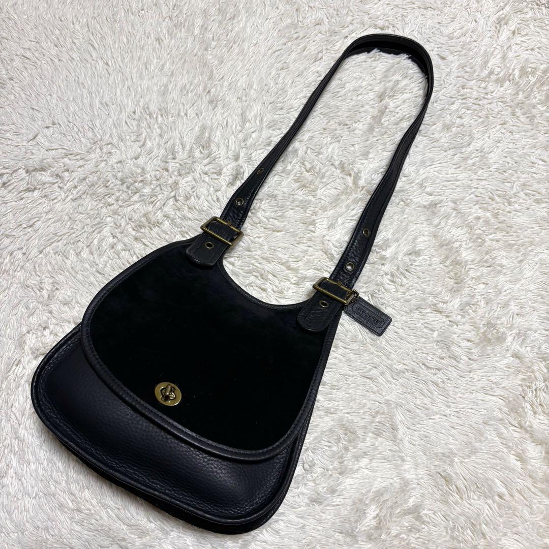 希少 美品 OLD COACH ワンショルダーバッグ レザー×スエード 9014