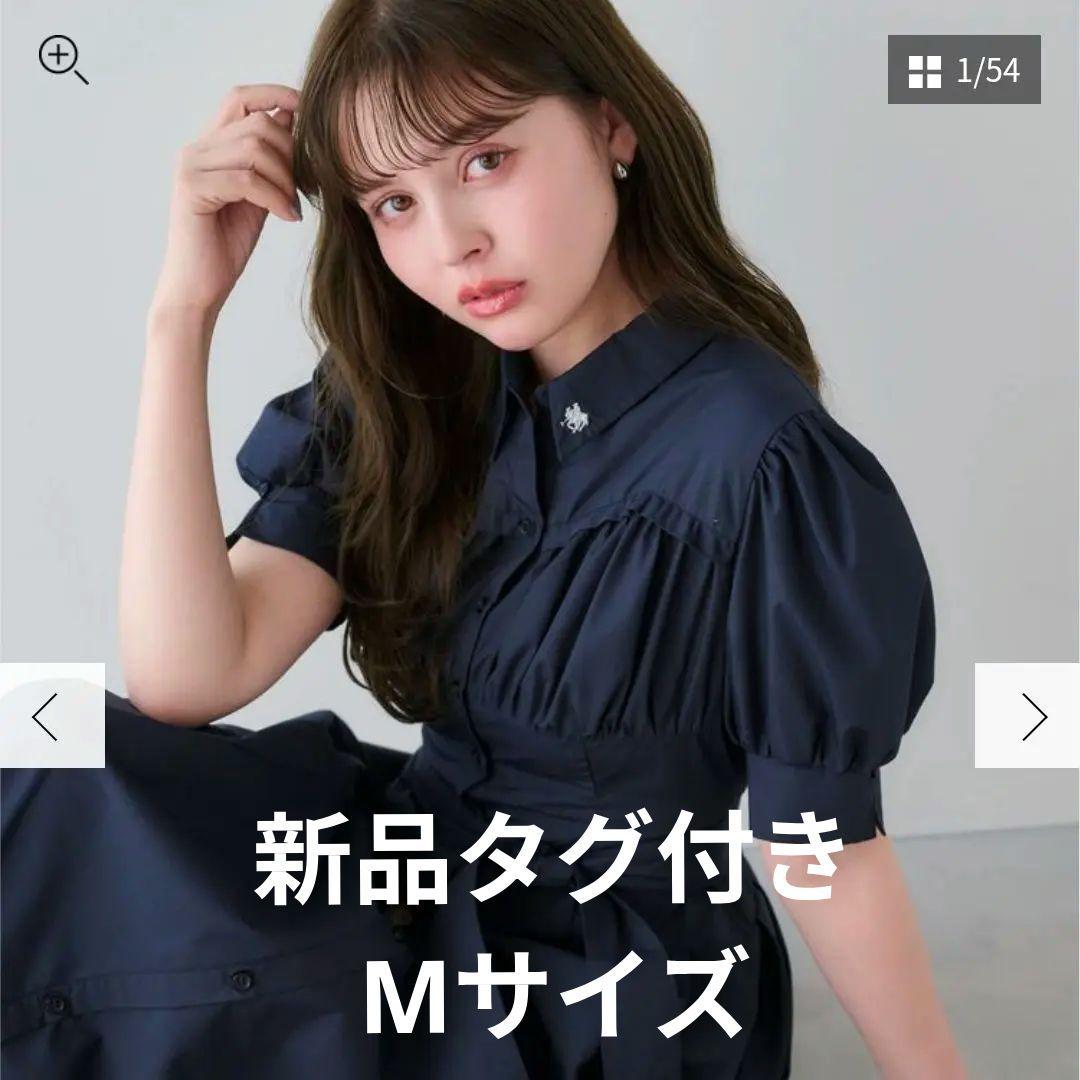 dazzlin×POLOBCSコラボ ネイビー 半袖シャツワンピース