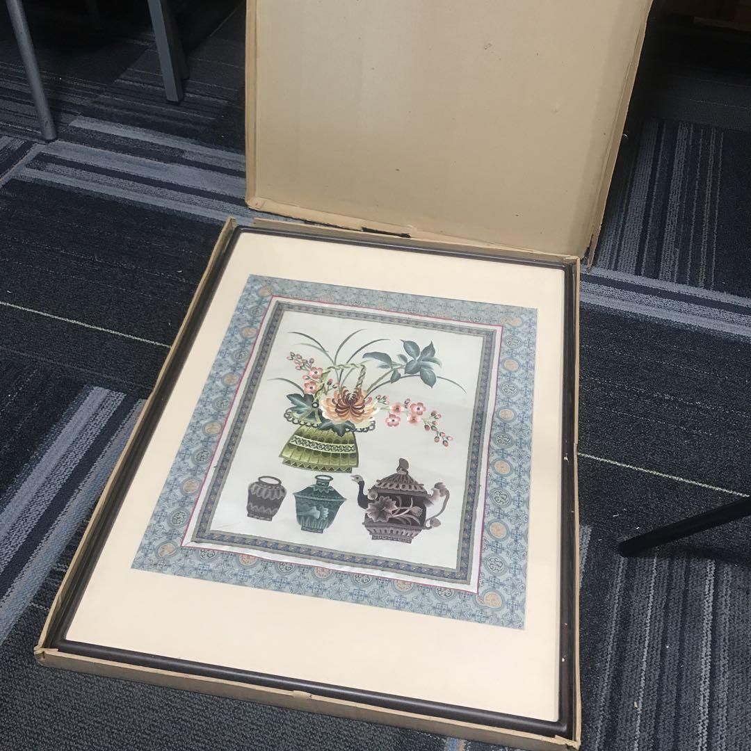 中国　刺繍額