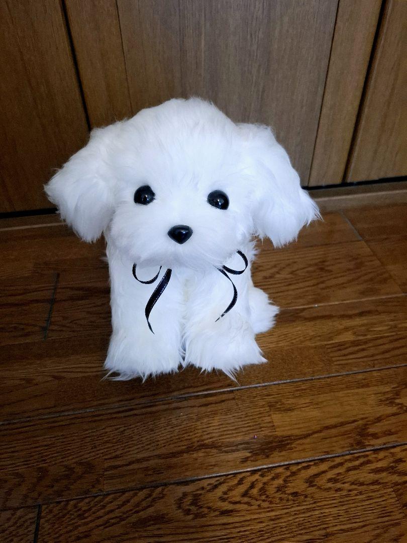 ホワイト犬型ぬいぐるみ ピンクリボン付き　マルチーズ 31eCyXZqVvL.jpg_BO30,255,255,
