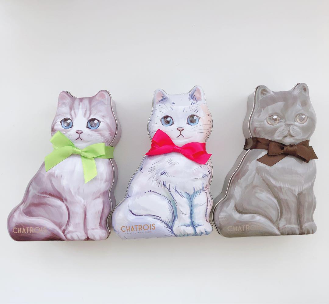 お菓子　空き缶　猫　ネコ　まとめ売り シャトロワ 猫缶 【3点セット】空き缶 お菓子缶 - メルカリ