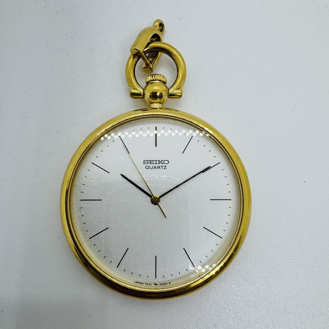 ✨SEIKO✨セイコー✨クォーツ✨ホワイト文字盤✨アンティーク✨懐中時計✨