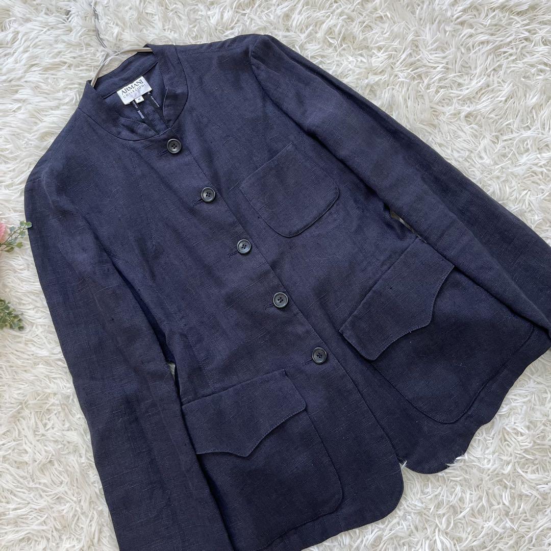 お歳暮 美品✨アルマーニコレッツォーニ 麻リネン100% ジャケット ジャケット・アウター