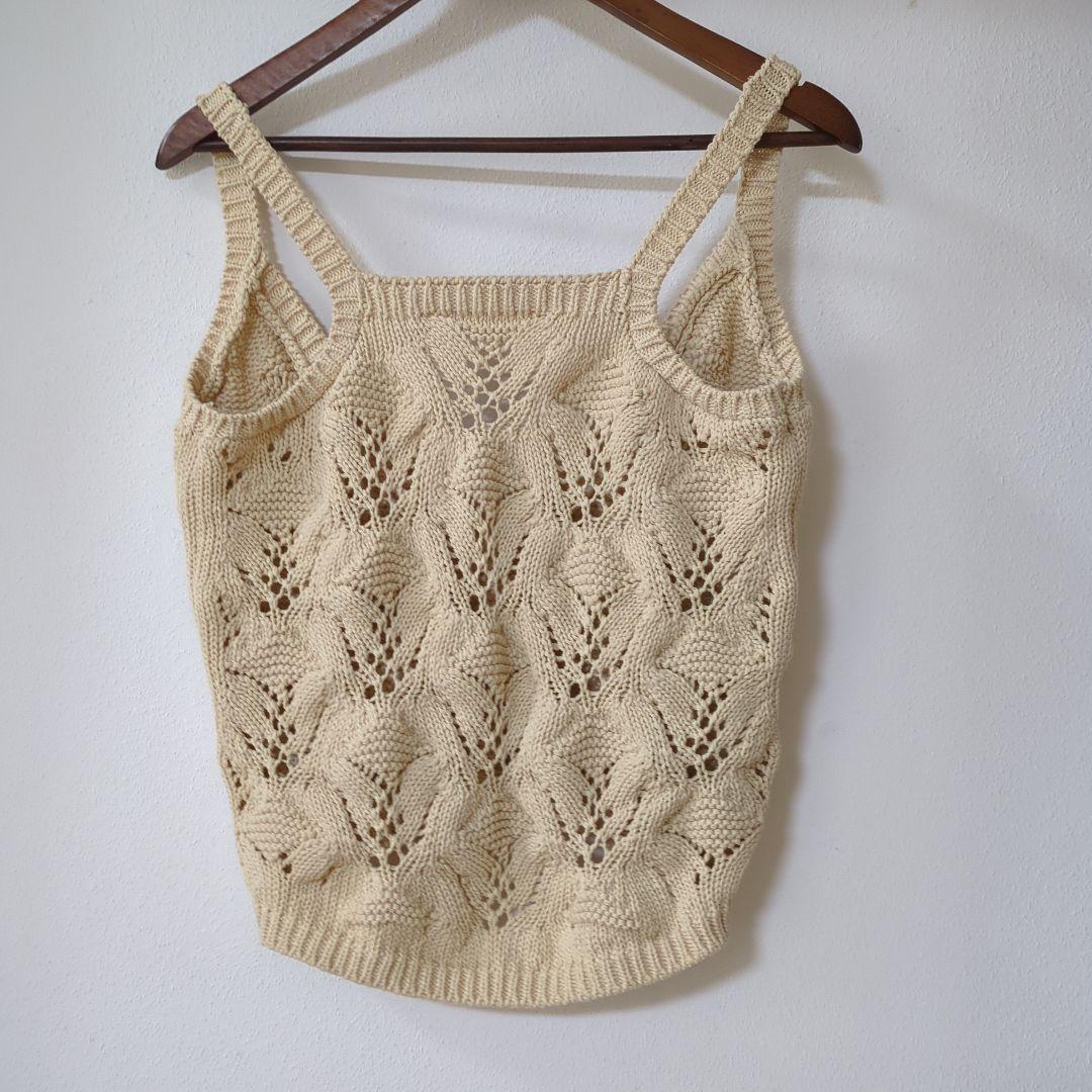 トップス 6 ROKU LILY YARN SUKASHI KNIT CAMISOLE