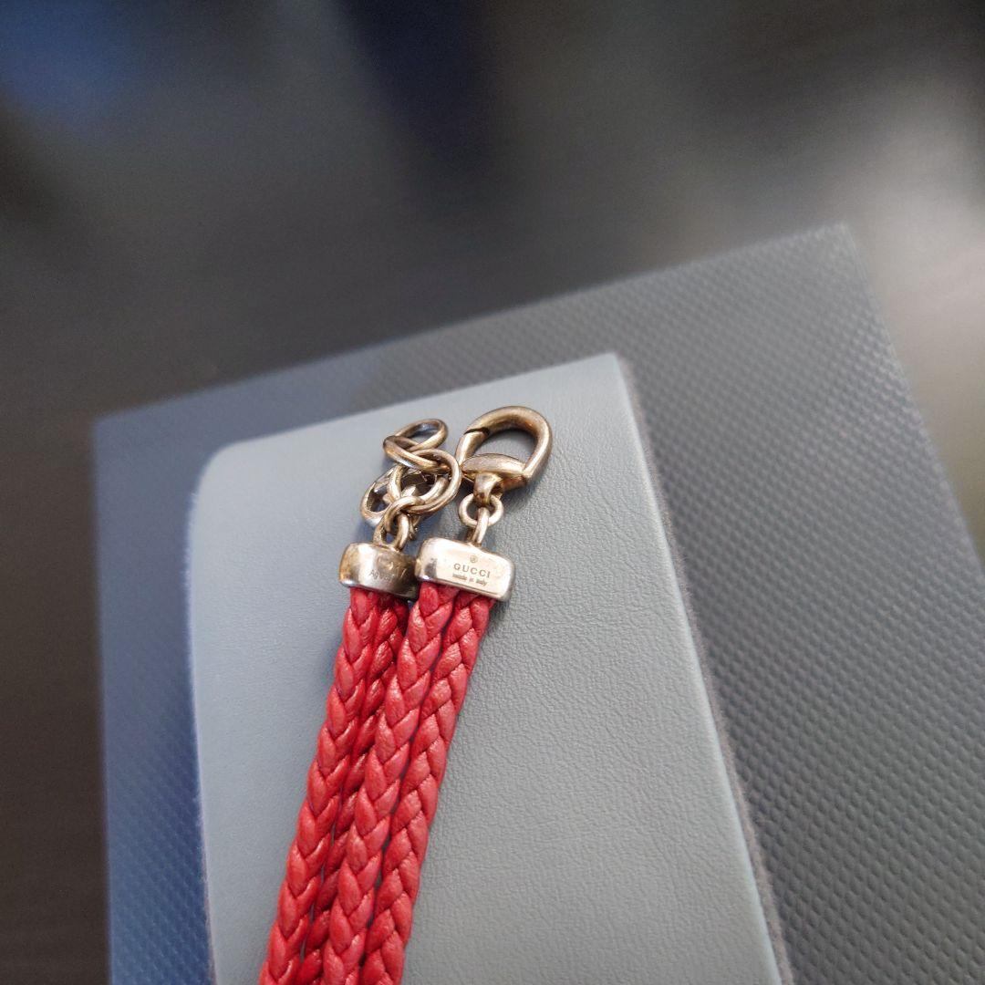 GUCCI 赤 レディース編み込みレザーブレスレット