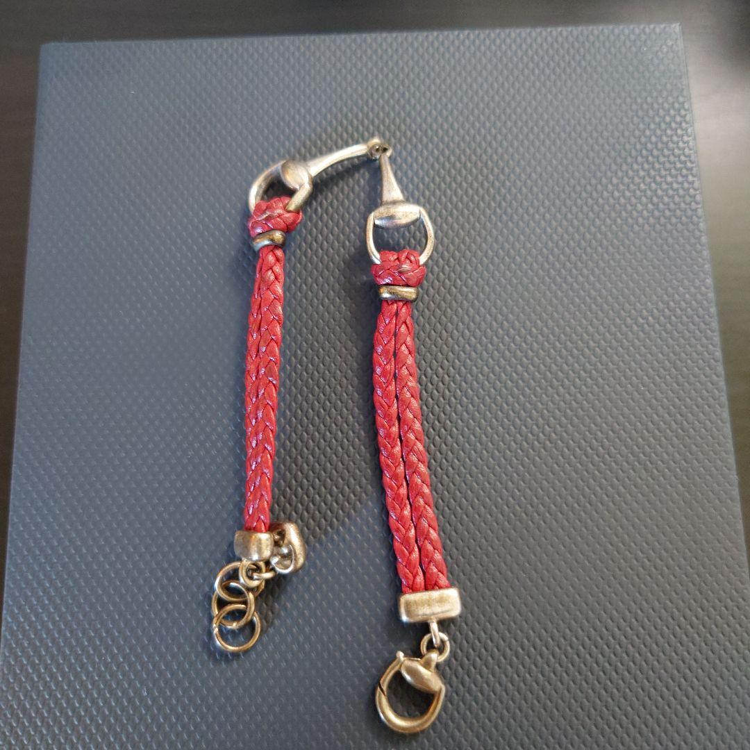 GUCCI 赤 レディース編み込みレザーブレスレット