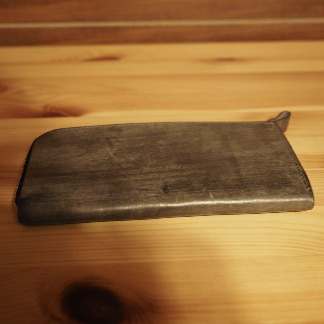 【美品】カワニシカバン　薄型長財布　リッチーLサンドレザーグレー