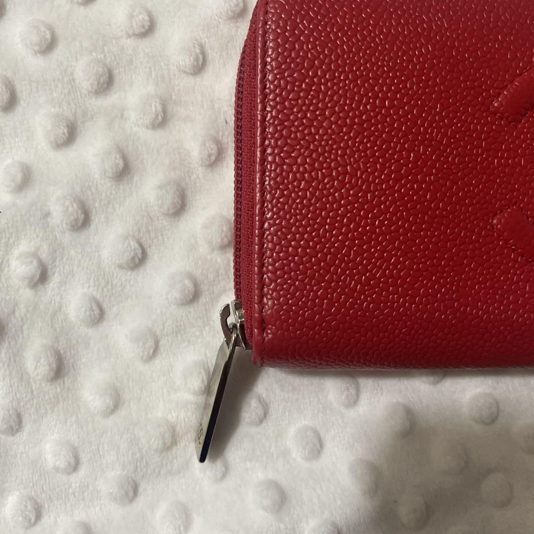 美品　CHANEL レザー 長財布 レッド