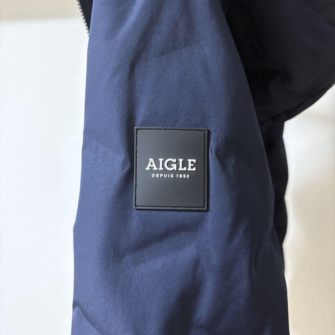 AIGLE フード付きダウンジャケット ネイビー XL