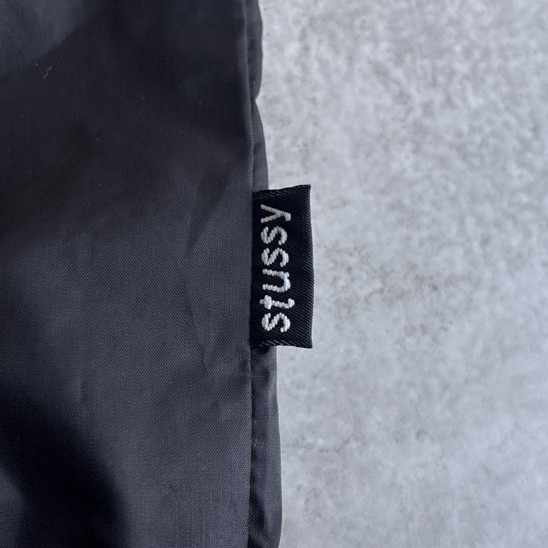 極美品■USA製■old stussy【L】ナイロンジャケット 刺繍ロゴ 黒 白