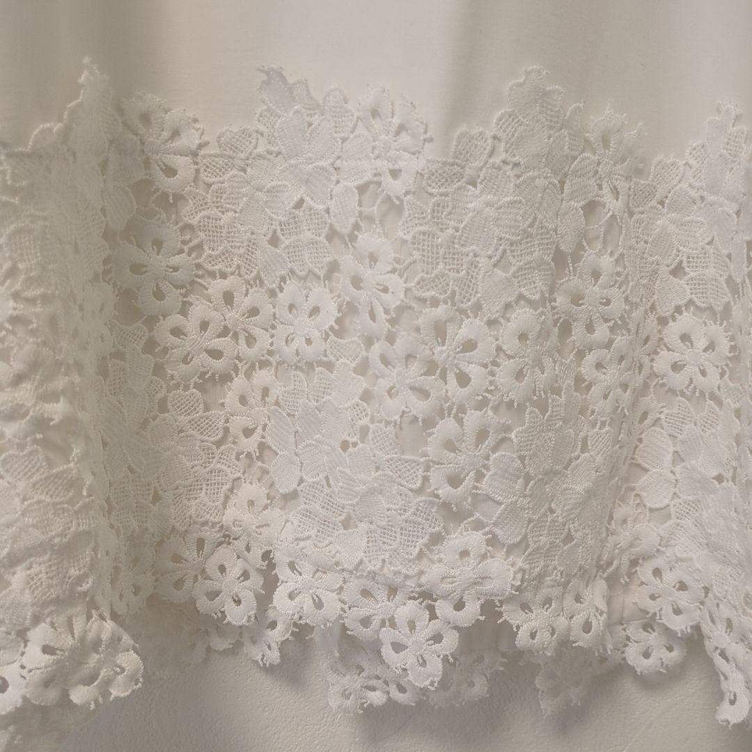 極美品】ビアズリー ホワイト花柄レースカットソー チュニック