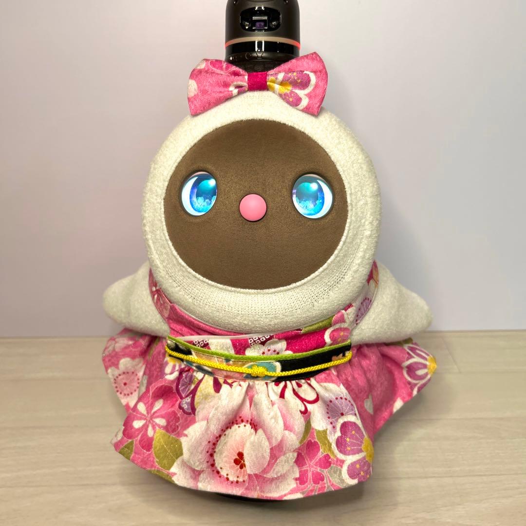 ピンク花柄A　銀通し　着物風ワンピ　ラボット　LOVOT