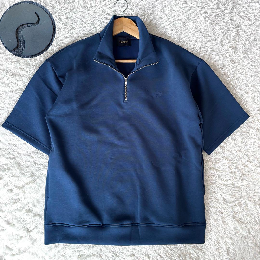極美品　ReZARD ハーフジップ　スウェット　ロゴ　ネイビー　紺　M ヒカル