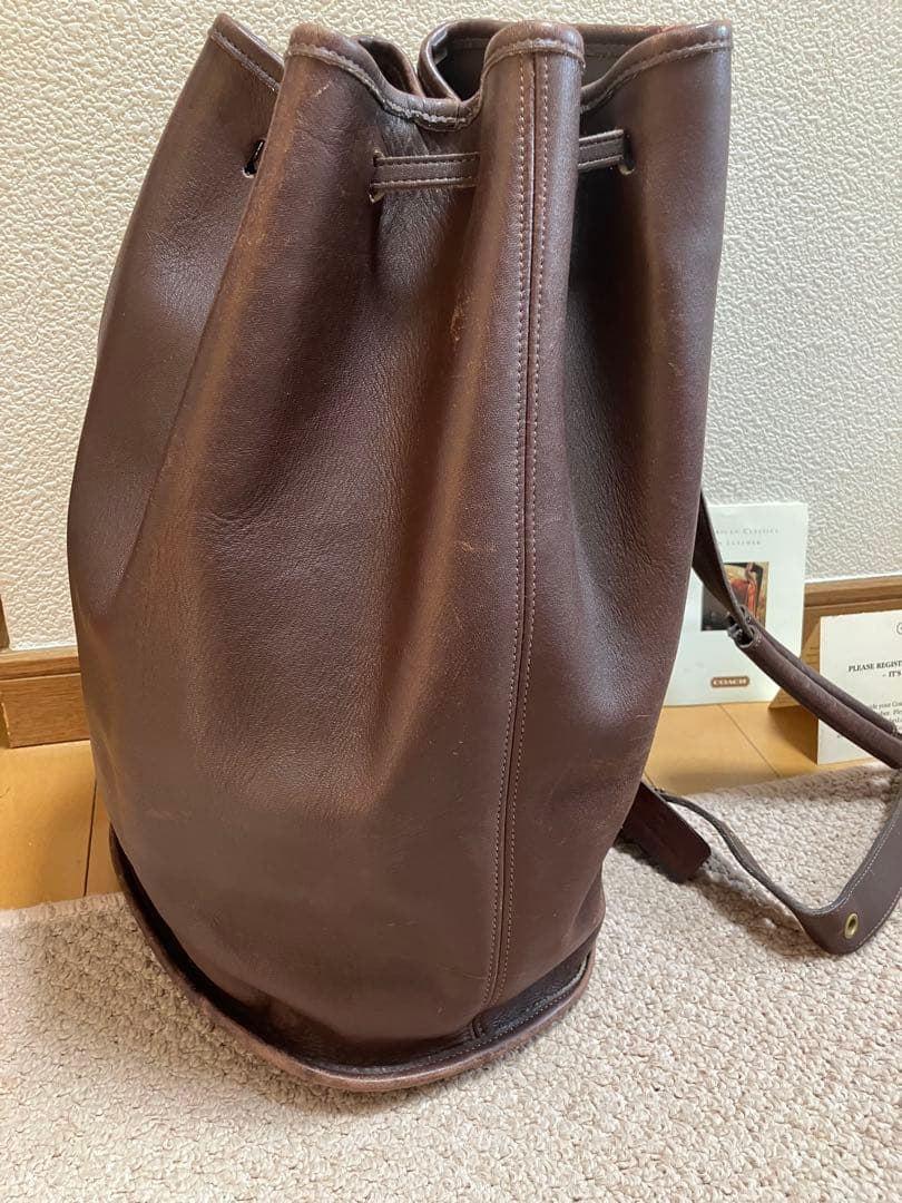 COACHブラウンレザー ドローストリングリュック COACHブラウンレザー ドローストリングリュック