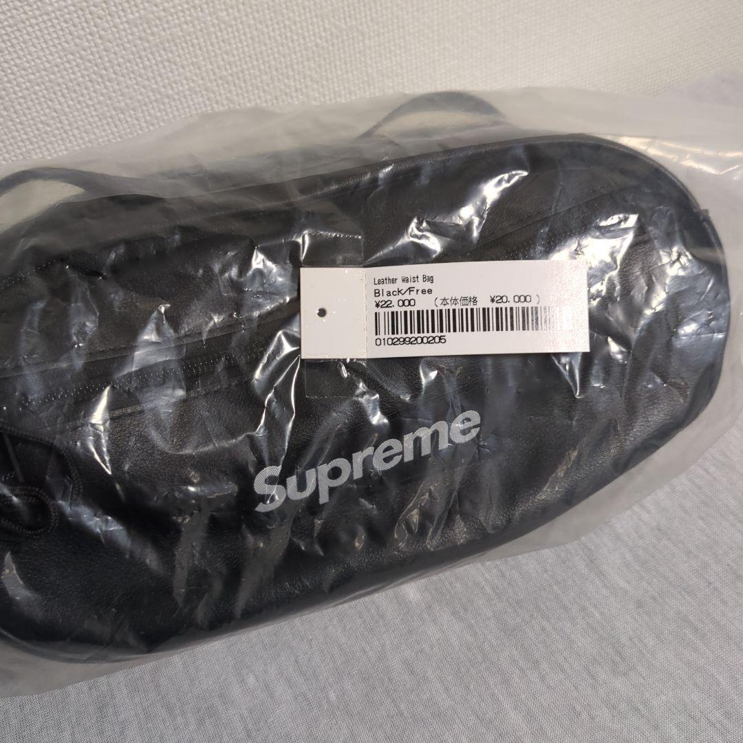 Supreme ブラック レザー ウエストバッグ　24FW　Black