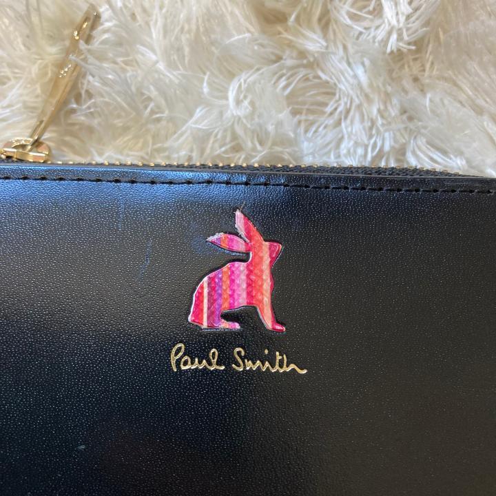 【PaulSmith】ポールスミス レザーキーケース・マーケトリーストライプ黒