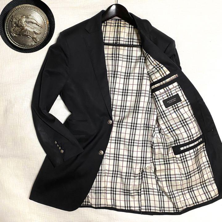 BURBERRY BLACK LABEL 銀ボタン テーラードジャケット 黒（良品