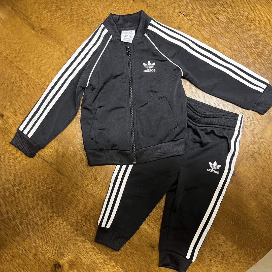 adidas アディダス セットアップ ジャージ 80 黒 - メルカリ