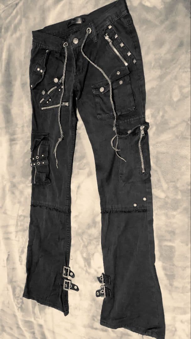 MIDAS ジップ スタッズ ベルト デザイン フ パンツ 黒