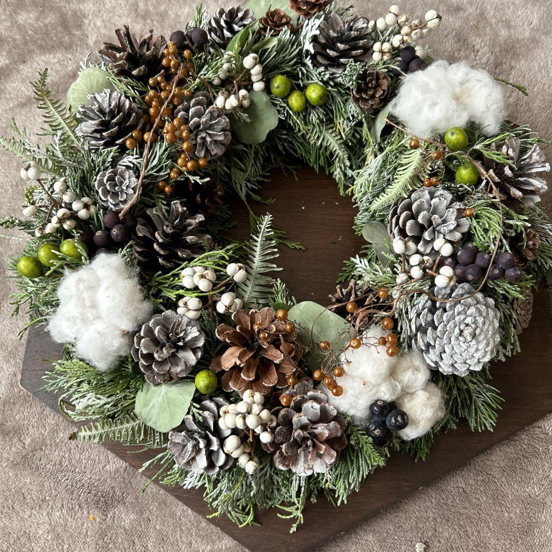 雪積み♡フレッシュクリスマスリース 40cm