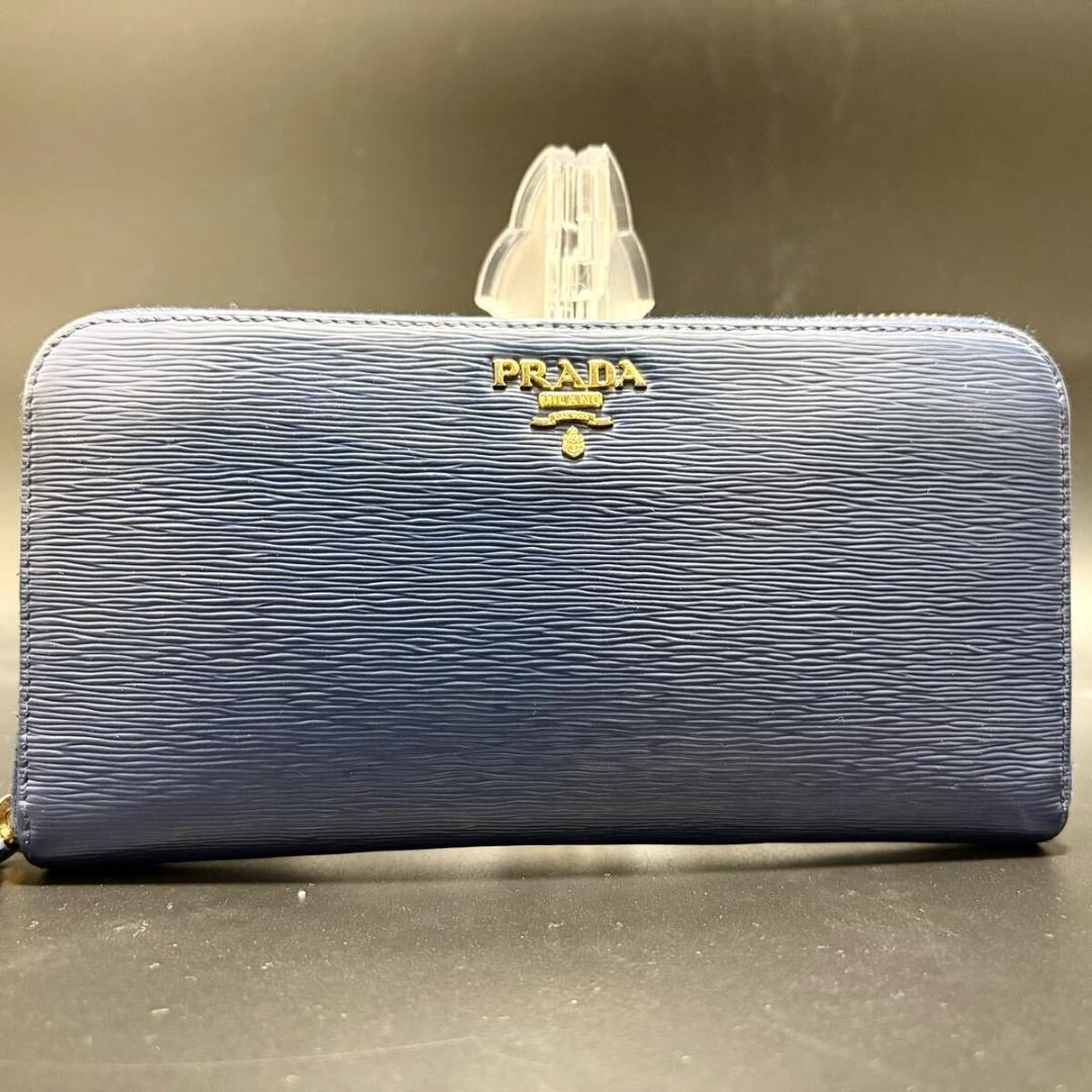 極美品/付属品完備✨プラダ 長財布 ヴィッテロムーブ ネイビー レザー