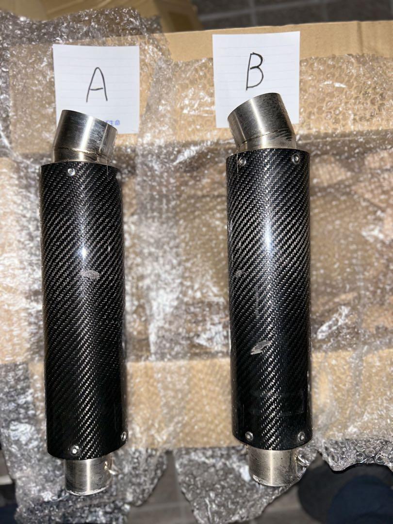 ダンモト スリップオン カーボンサイレンサー マフラー 2本出、1本売り対応可