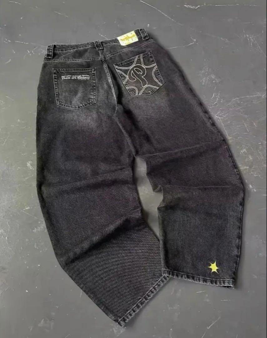 黒バギーデニムスターチーム menes jaded london bigboy似 黒バギーデニムスターチーム menes jaded london bigboy似