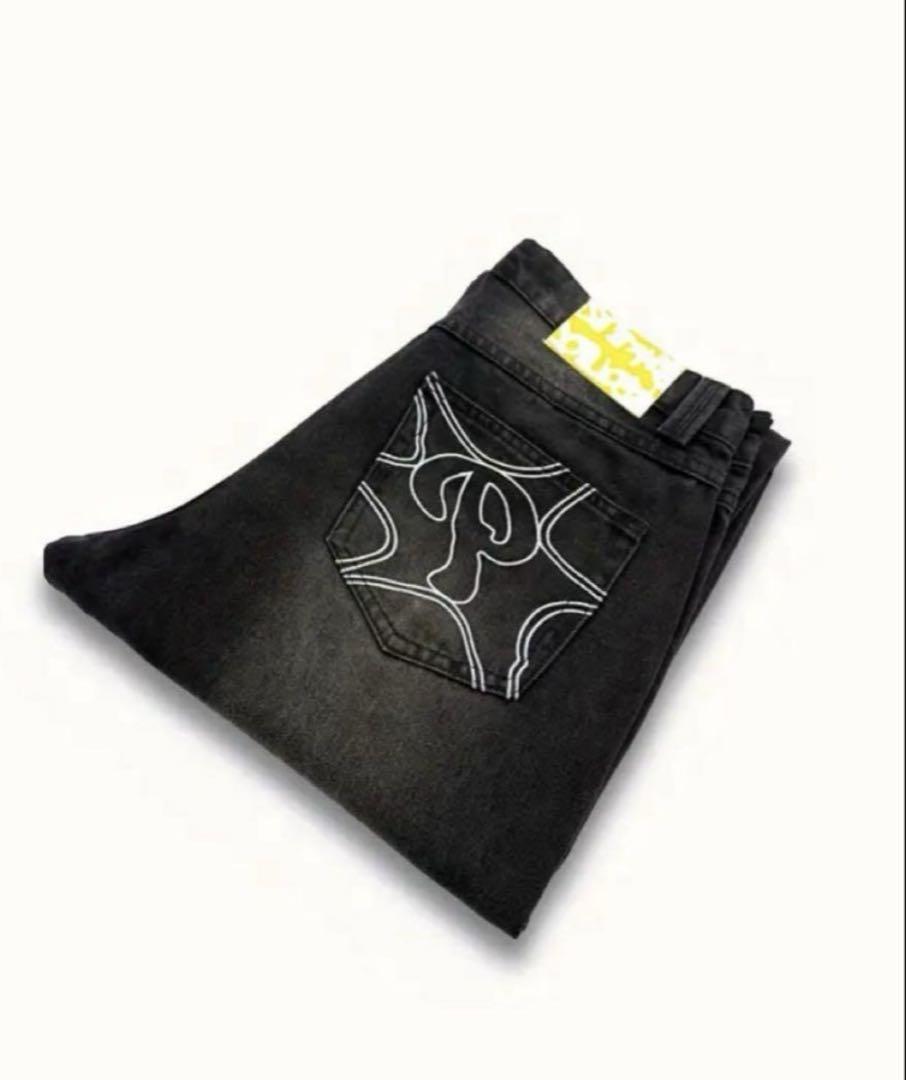 黒バギーデニムスターチーム menes jaded london bigboy似 黒バギーデニムスターチーム menes jaded london bigboy似