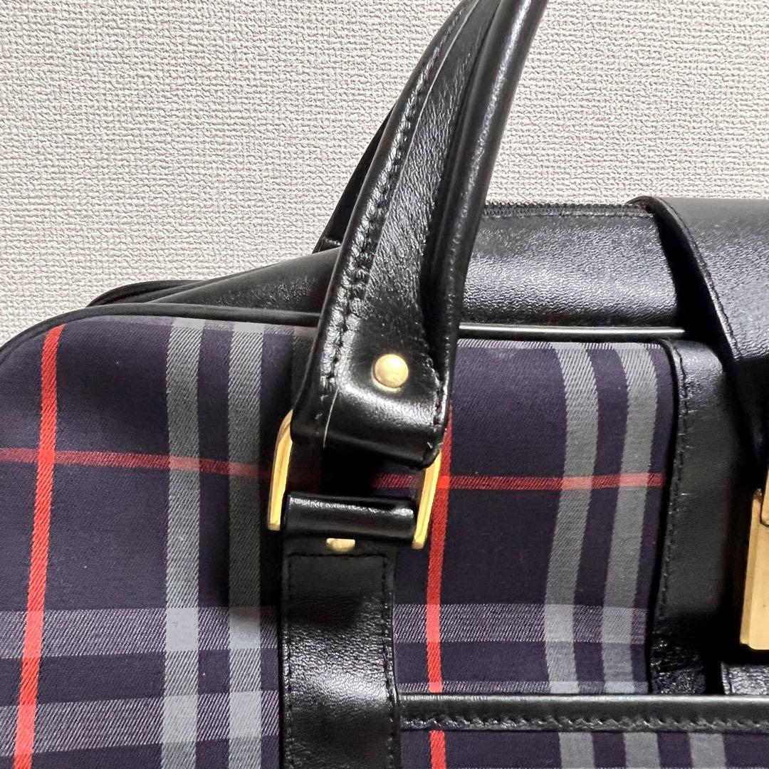 【大容量】Burberry's ボストンバッグ ノバチェック ネイビーロック付き 大容量】Burberry's ボストンバッグ ノバチェック ネイビー