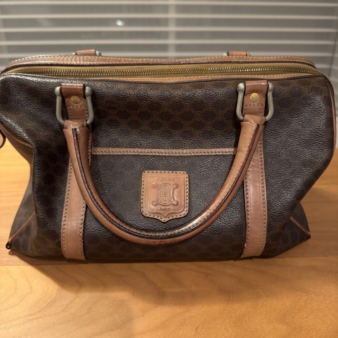 CELINE セリーヌ マカダム柄 ミニボストン ハンドバッグ ヴィンテージ