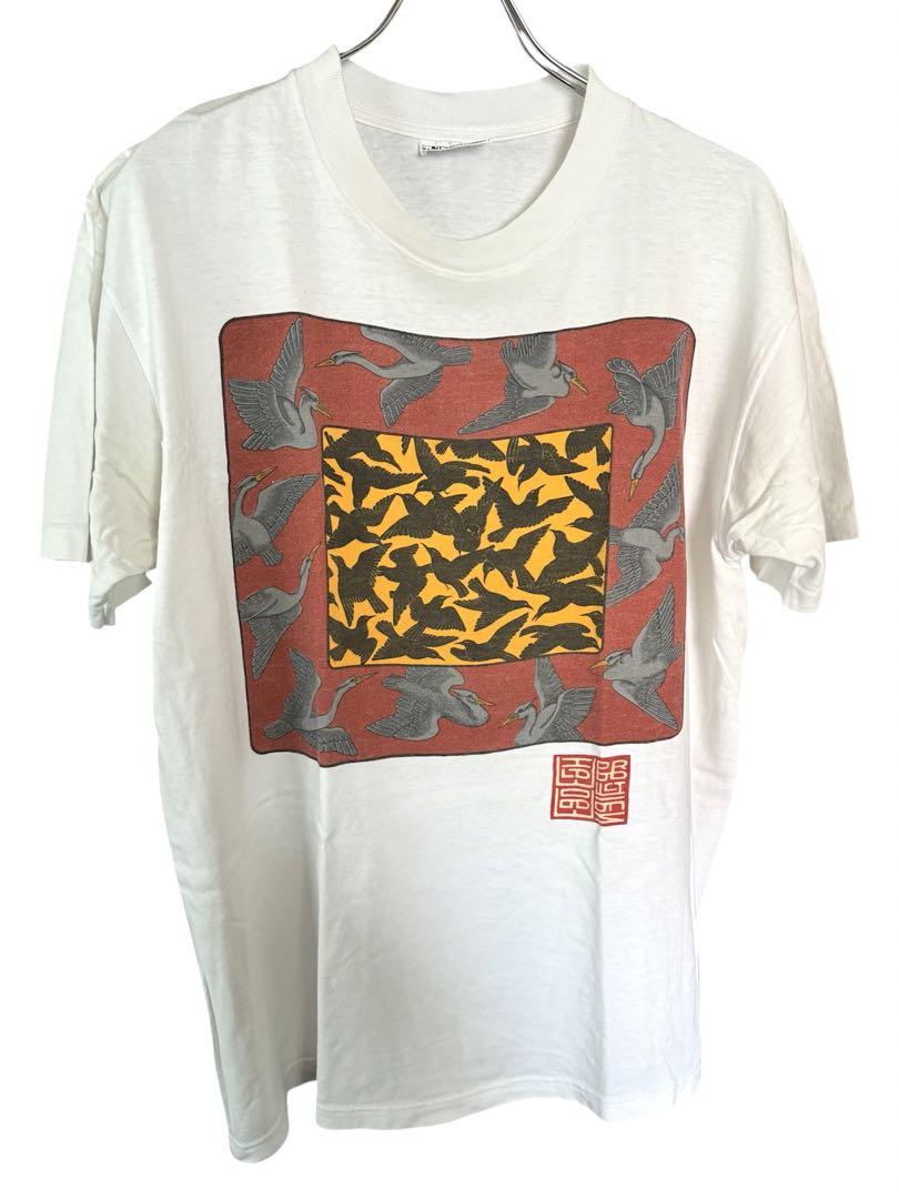 90s ビンテージ Tシャツ/グラフィックムービーアートエッシャー風Lサイズ年代