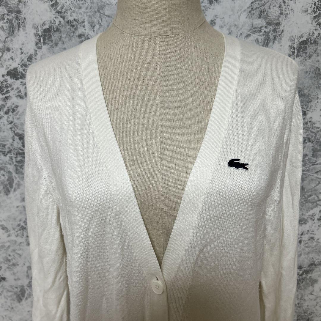 LACOSTE ラコステ 長袖Vネックカーディガン【L】白 スクール 可愛い 画像4