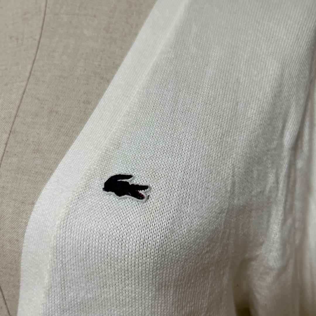 LACOSTE ラコステ 長袖Vネックカーディガン【L】白 スクール 可愛い 画像5
